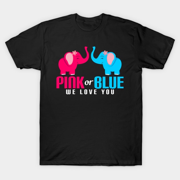 Adorable Pink or Blue We Love You Baby Elephants T-Shirt by theperfectpresents